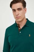 Бавовняний лонгслів Polo Ralph Lauren колір зелений однотонний (3430456)