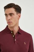 Бавовняний лонгслів Polo Ralph Lauren колір червоний однотонний