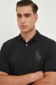 Бавовняне поло Polo Ralph Lauren колір чорний з аплікацією