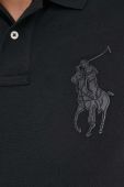 Бавовняне поло Polo Ralph Lauren колір чорний з аплікацією