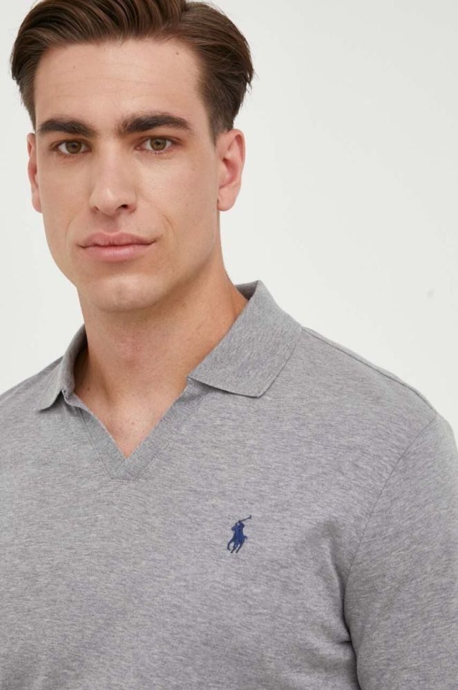 Бавовняний лонгслів Polo Ralph Lauren колір сірий меланж (3430496) фото 4