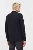 Бавовняний лонгслів HUGO колір чорний однотонний (3507698)