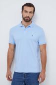Бавовняне поло Tommy Hilfiger однотонний колір блакитний (3520292)