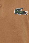 Бавовняне поло Lacoste колір бежевий з аплікацією