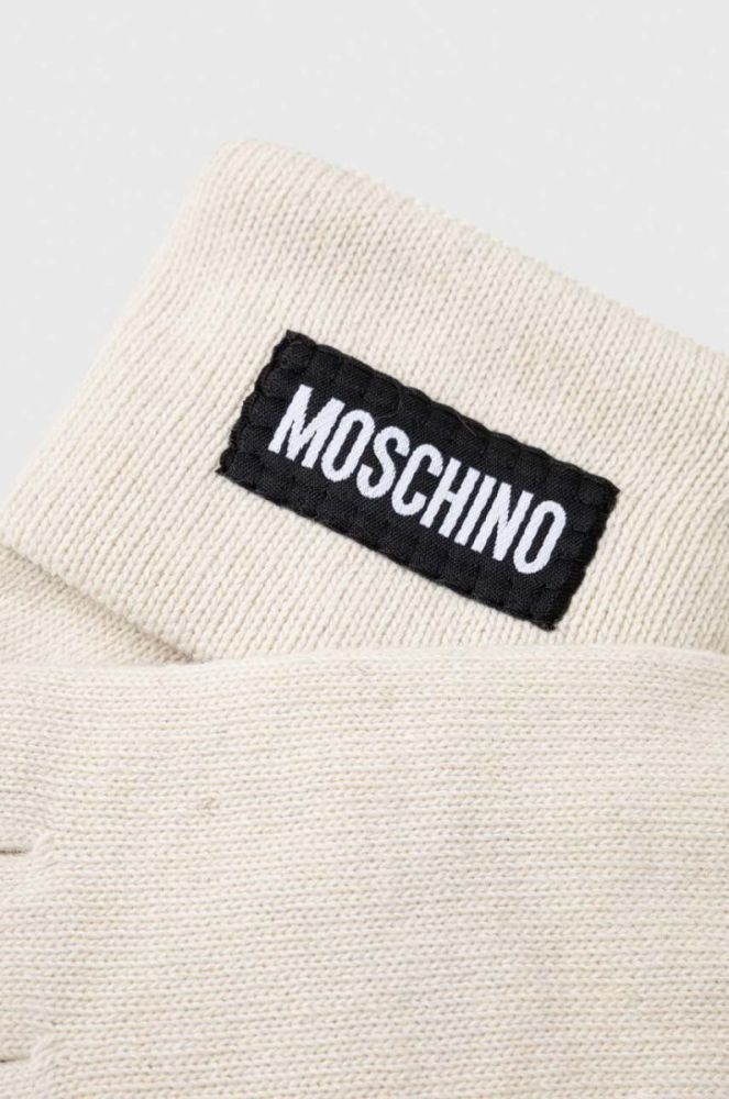 Кашемірові рукавички Moschino колір бежевий фото 2