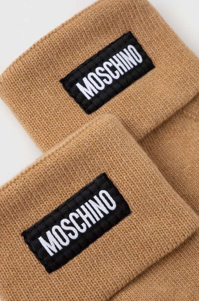 Кашемірові рукавички Moschino колір коричневий фото 2