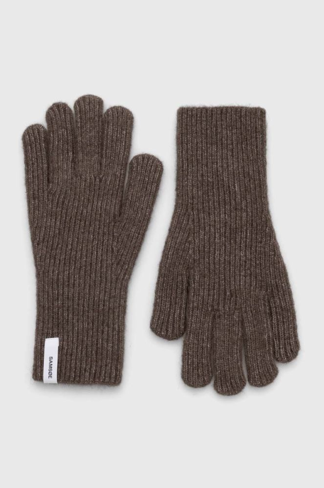 Вовняні рукавички Samsoe Samsoe колір коричневий