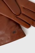 Шкіряні рукавички Weekend Max Mara жіночі колір коричневий