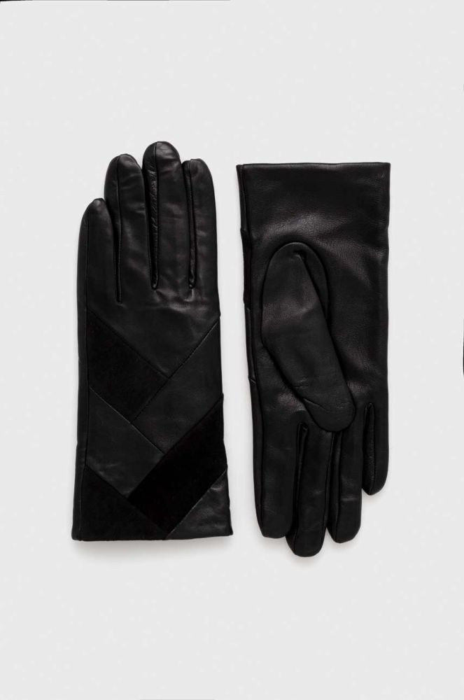 Шкіряні рукавички Morgan жіночі колір чорний (3622057)