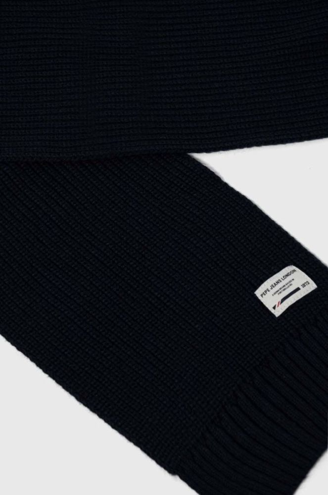 Дитячий шарф з домішкою вовни Pepe Jeans колір синій однотонний фото 2