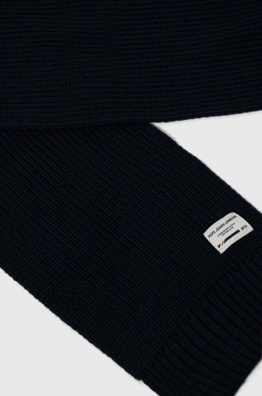 Дитячий шарф з домішкою вовни Pepe Jeans колір синій однотонний фото 2