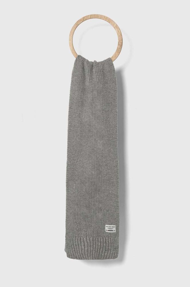 Дитячий шарф з домішкою вовни Pepe Jeans колір сірий однотонний