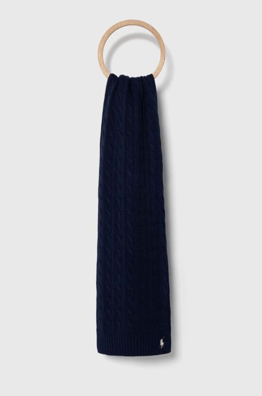 Бавовняний шарф Polo Ralph Lauren колір синій однотонний (3421520)