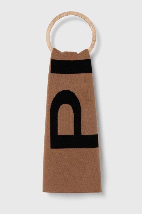 Вовняний шарф Pinko колір коричневий візерунок (3438319)