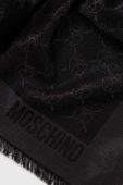 Шаль з домішкою вовни Moschino колір чорний однотонний