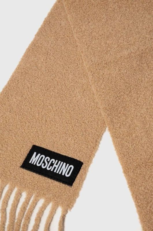 Вовняний шарф Moschino колір бежевий однотонний фото 2
