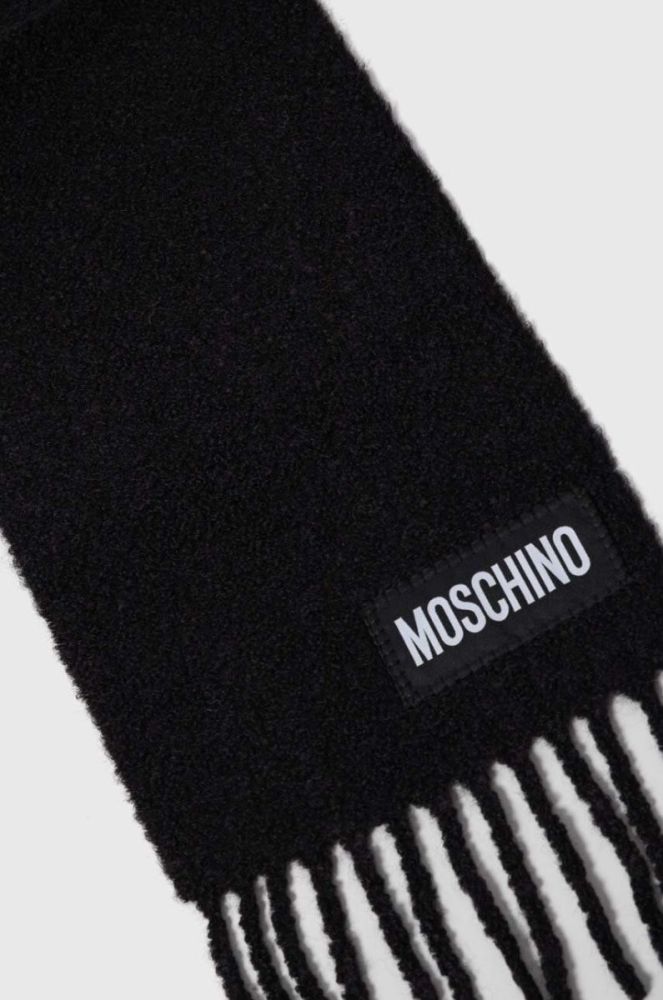 Вовняний шарф Moschino колір чорний однотонний (3409765) фото 2