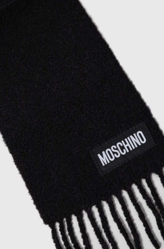 Вовняний шарф Moschino колір чорний однотонний (3409765) фото 2