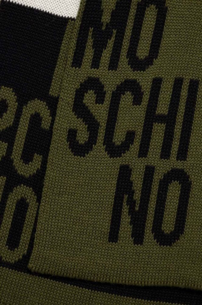 Вовняний шарф Moschino колір зелений візерунок фото 2