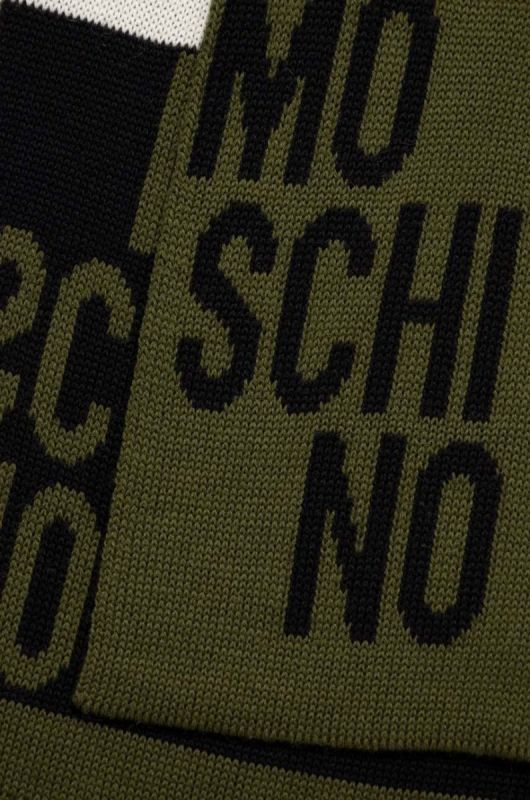 Вовняний шарф Moschino колір зелений візерунок фото 2