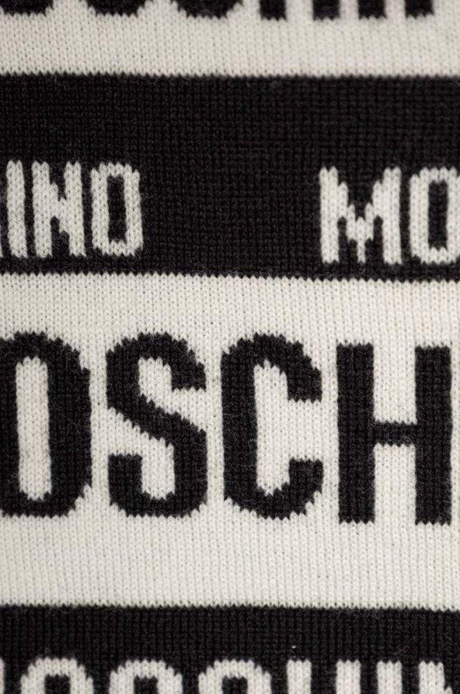 Вовняний шарф Moschino колір білий візерунок фото 2