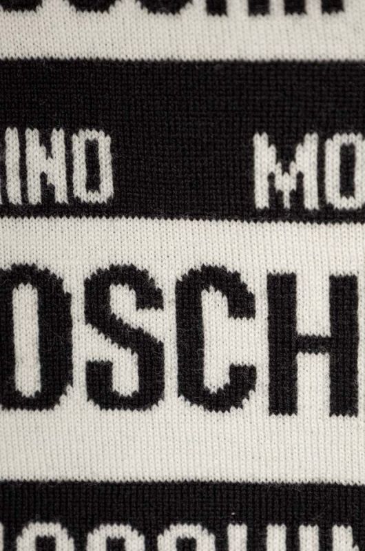 Вовняний шарф Moschino колір білий візерунок фото 2