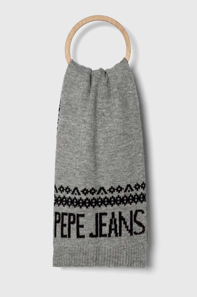 Шарф Pepe Jeans жіночий колір сірий візерунок (3486411)
