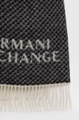 Вовняний шарф Armani Exchange колір чорний з принтом