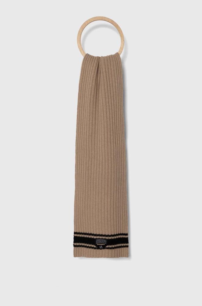 Вовняний шарф Armani Exchange колір коричневий візерунок