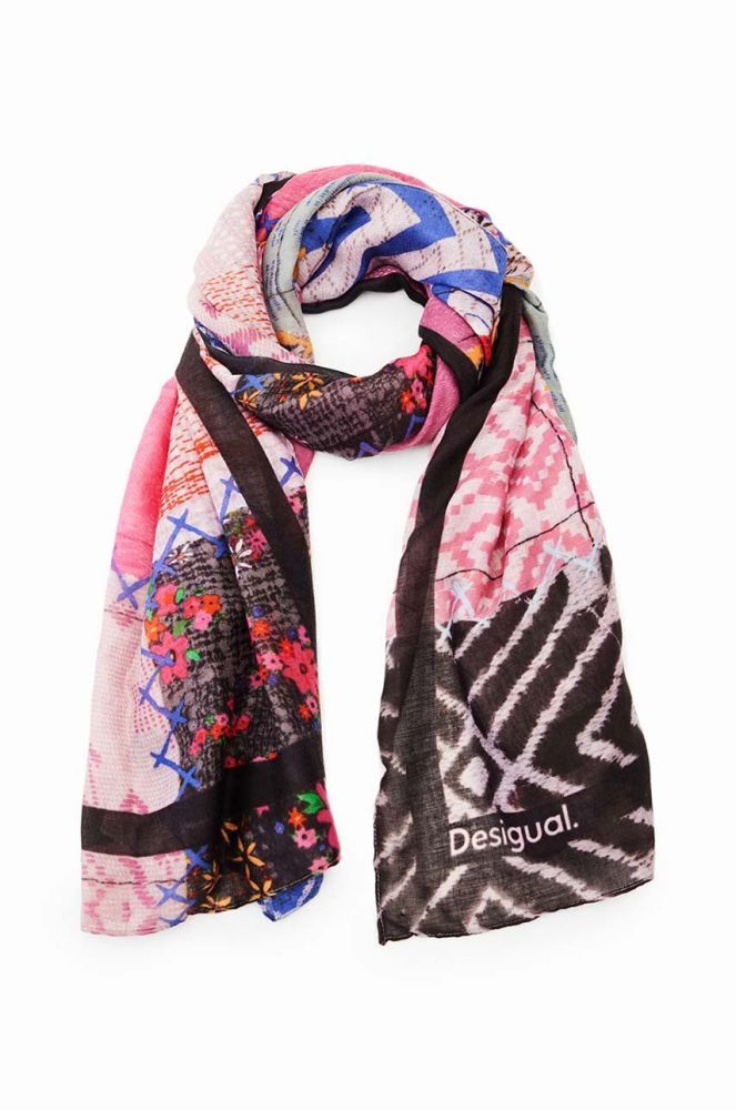 Хустка Desigual 23WAWA03 ACCESSORIES FABRIC RECTANGLE FO жіноча візерунок колір барвистий