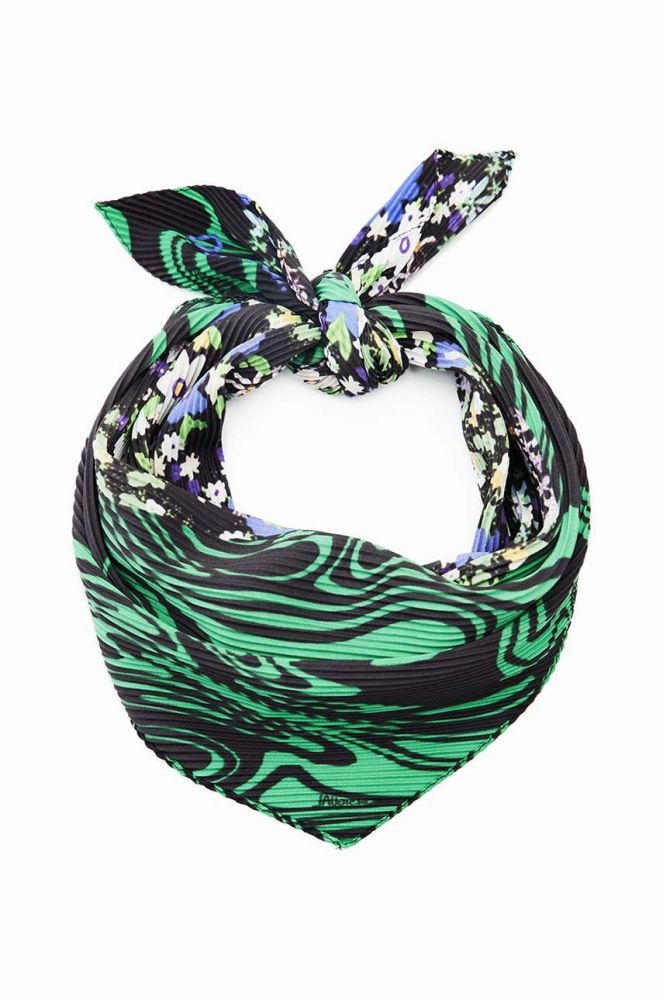 Хустка Desigual 23WAWA10 ACCESSORIES FABRIC SQUARED FOUL жіноча колір зелений візерунок