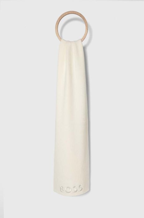 Вовняний шарф BOSS колір бежевий однотонний (3482469)