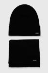 Шерстяна шапка і шарф BOSS колір чорний Шерстяна шапка і шарф BOSS колір чорний