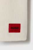 Вовняний шарф HUGO колір білий однотонний
