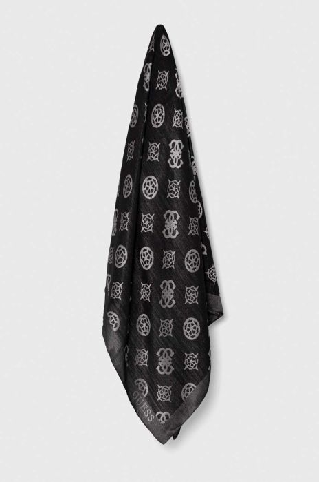 Хустка з домішкою вовни Guess колір чорний візерунок