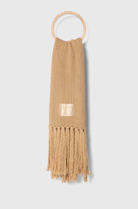 Вовняний шарф Patrizia Pepe колір бежевий однотонний