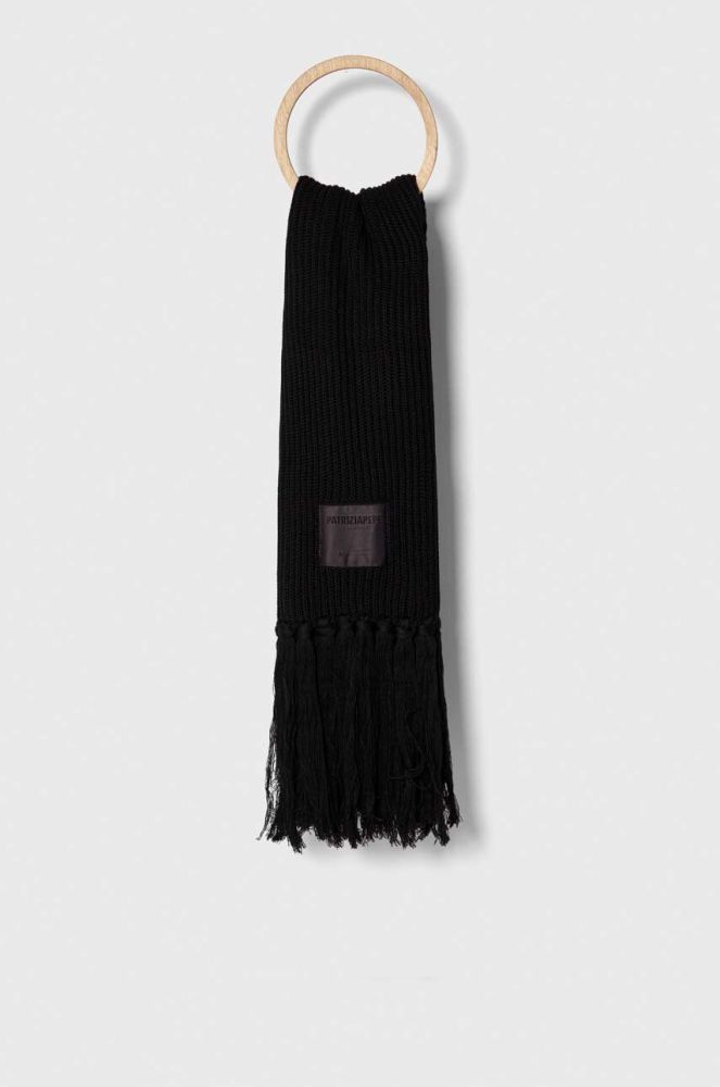 Вовняний шарф Patrizia Pepe колір чорний однотонний