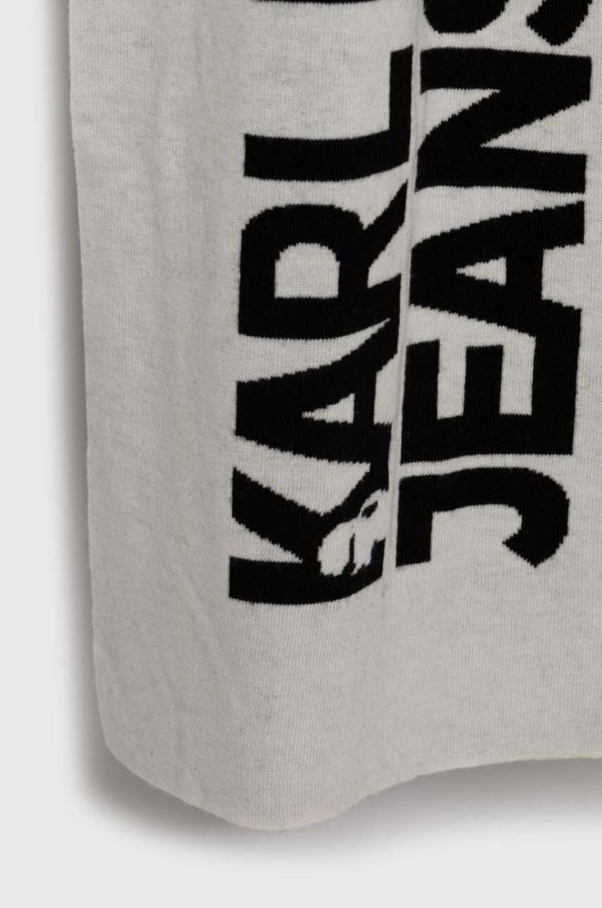 Шарф з домішкою вовни Karl Lagerfeld Jeans колір білий візерунок фото 2