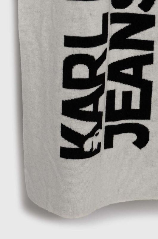 Шарф з домішкою вовни Karl Lagerfeld Jeans колір білий візерунок фото 2