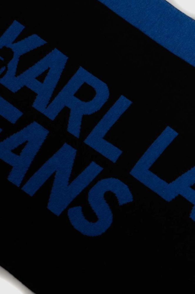 Шарф з домішкою вовни Karl Lagerfeld Jeans колір чорний візерунок фото 2