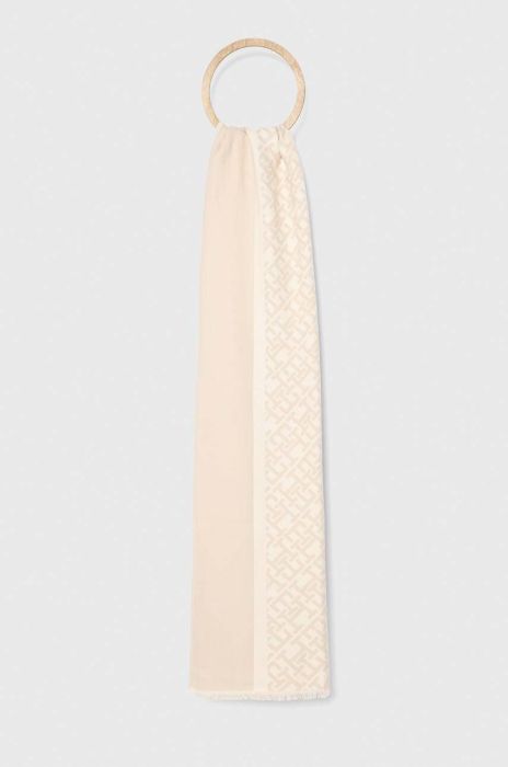 Бавовняний шарф Tommy Hilfiger колір бежевий візерунок (3471163)