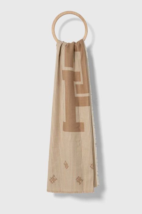 Хустка з домішкою вовни Tommy Hilfiger колір бежевий візерунок