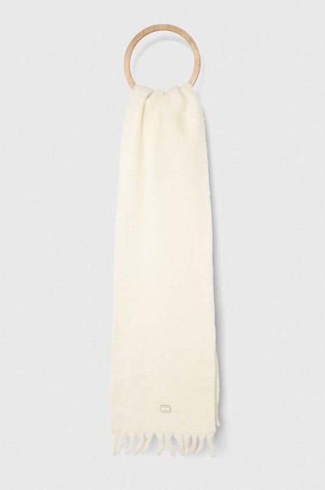 Вовняний шарф Tommy Jeans колір бежевий однотонний