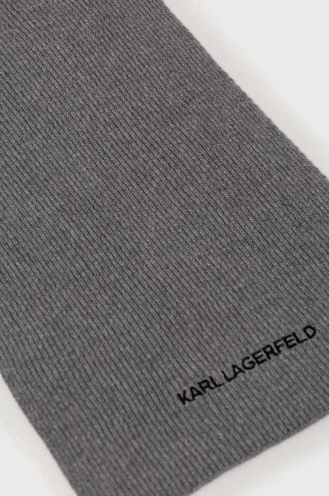 Шарф з домішкою вовни Karl Lagerfeld колір сірий меланж фото 2