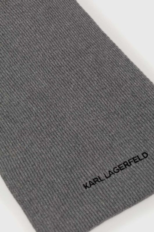 Шарф з домішкою вовни Karl Lagerfeld колір сірий меланж фото 2