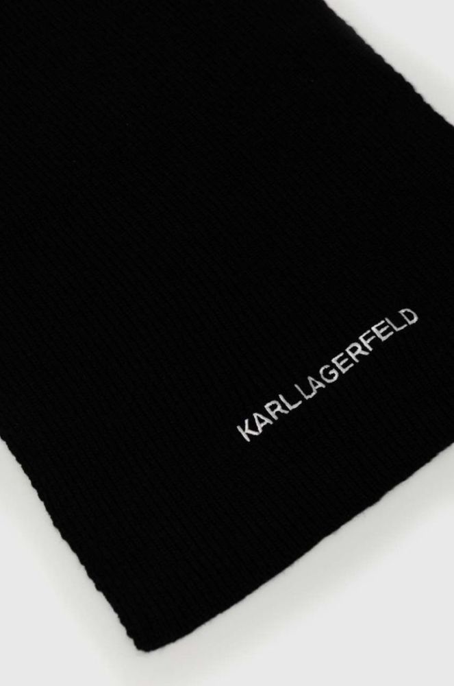 Шарф з домішкою вовни Karl Lagerfeld колір чорний меланж фото 2
