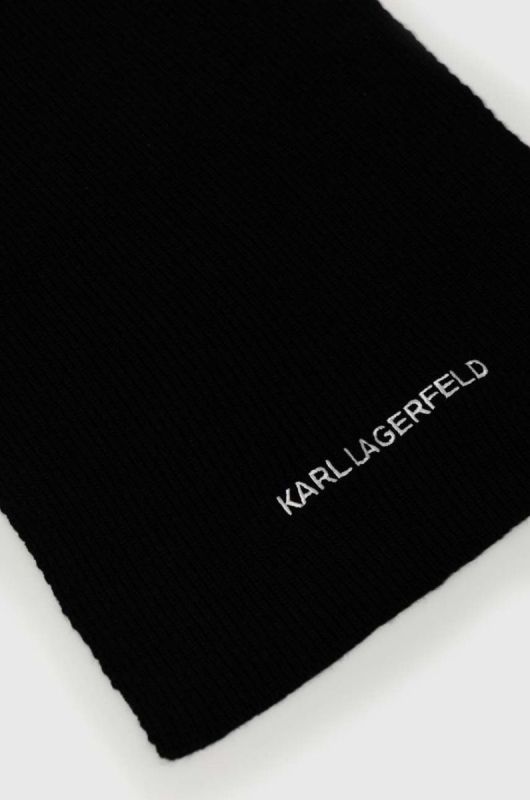 Шарф з домішкою вовни Karl Lagerfeld колір чорний меланж фото 2