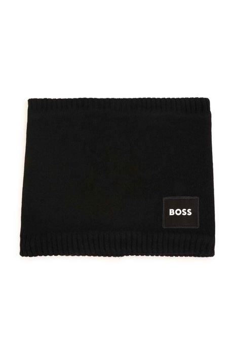 Дитячий снуд BOSS колір чорний з аплікацією