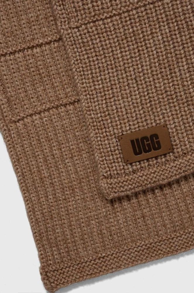Шарф з домішкою вовни UGG колір коричневий меланж фото 2