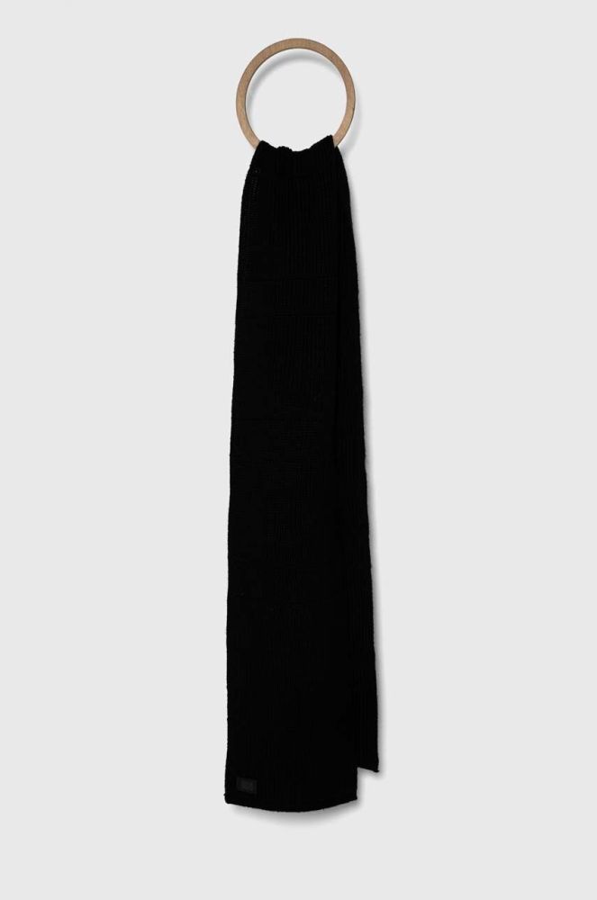 Шарф з домішкою вовни UGG колір чорний меланж